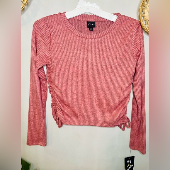 Art Class• Girls Pink Ribbed Cozy Side Tie Long Sleeve Top NWT M(7/8) - Picture 2 of 6